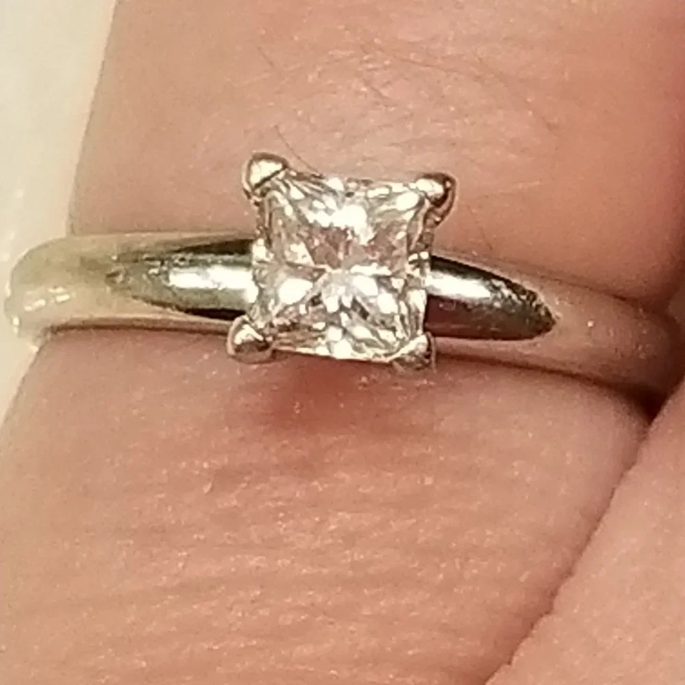 RARE GIA MAYORS BIRKS .52 PRINCESS NATURAL DIAMOND WEDDING ENGAGEMENT RING BAND